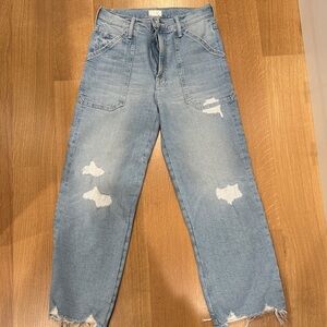 MOTHER Light Blue Distressed Boyfriend Jeans